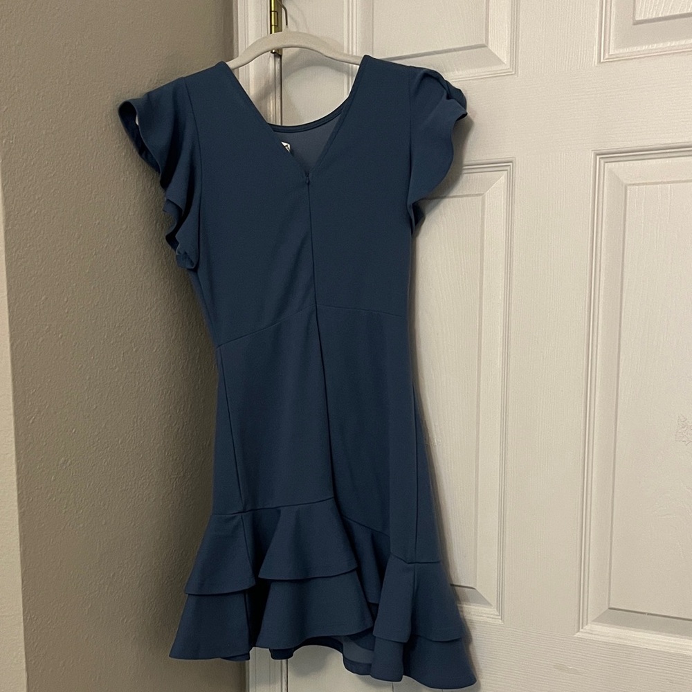 Blue Ruffle Sleeve Dress - Picture 3 of 3